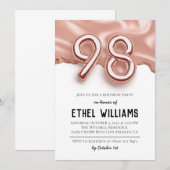 Invitation à la fête d'anniversaire de 98 ans (Devant / Derrière)