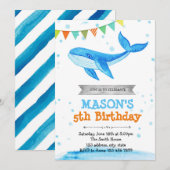 Invitation à la fête d'anniversaire de baleine (Devant / Derrière)
