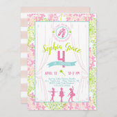 Invitation à la fête d'anniversaire de Ballerina (Devant / Derrière)