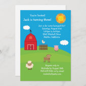 Invitation à la fête d'anniversaire de Barnyard (Devant / Derrière)