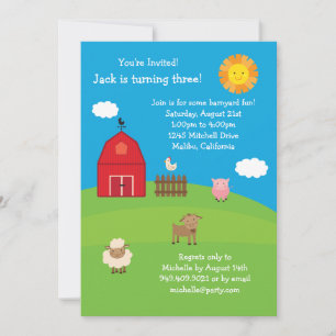 Invitation à la fête d'anniversaire de Barnyard