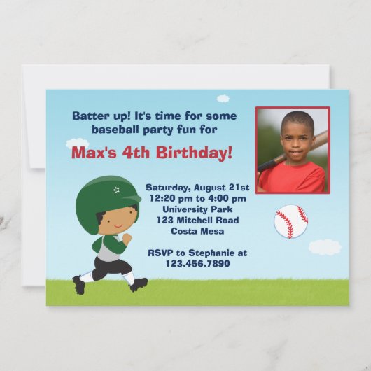 Invitation à la fête d'anniversaire de baseball (Devant)