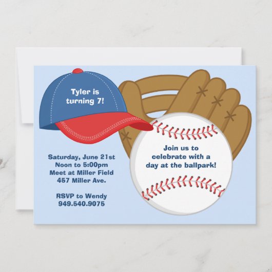 Invitation à la fête d'anniversaire de baseball (Devant)