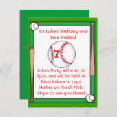 Invitation à la fête d'anniversaire de baseball Bo (Devant / Derrière)