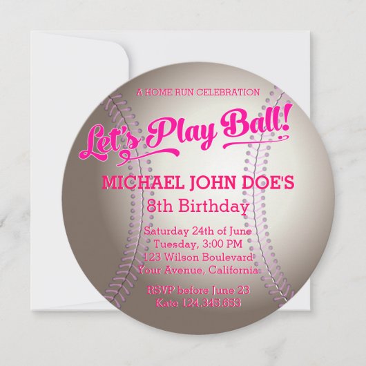 Invitation à la fête d'anniversaire de baseball ro (Devant)