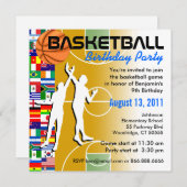 Invitation à la fête d'anniversaire de basket-ball (Devant / Derrière)
