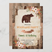 Invitation à la fête d'anniversaire de Bear woland (Devant / Derrière)