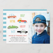 Invitation à la fête d'anniversaire de Beep honk w (Devant / Derrière)