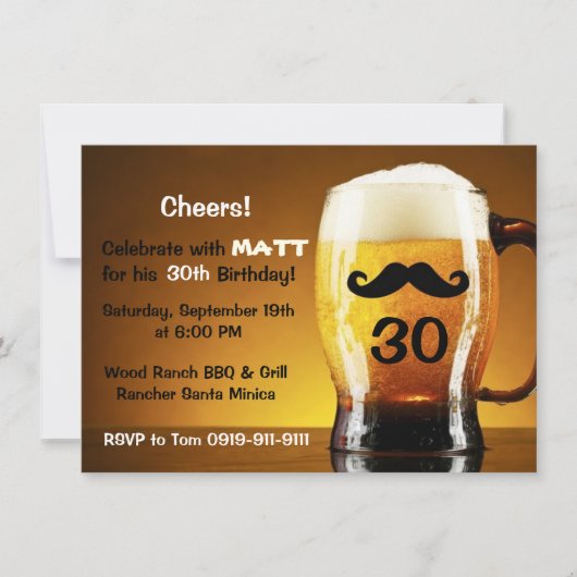 Invitation à la fête d'anniversaire de Beer Mustac (Devant)