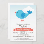 Invitation à la fête d'anniversaire de Blue Bird (Devant / Derrière)