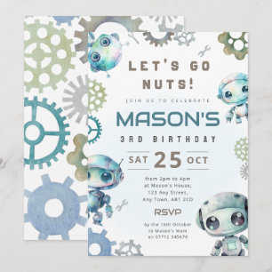 Invitation à la fête d'anniversaire de Blue Robot