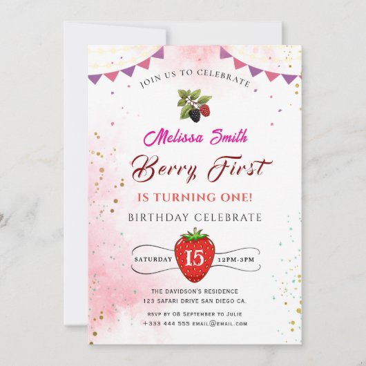 Invitation à la fête d'anniversaire de Blueberry (Devant)