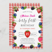 Invitation à la fête d'anniversaire de Blueberry (Devant / Derrière)