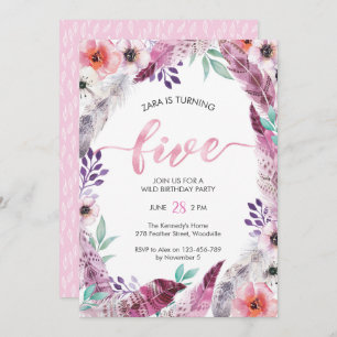 Invitation à la fête d'anniversaire de Boho  5e an