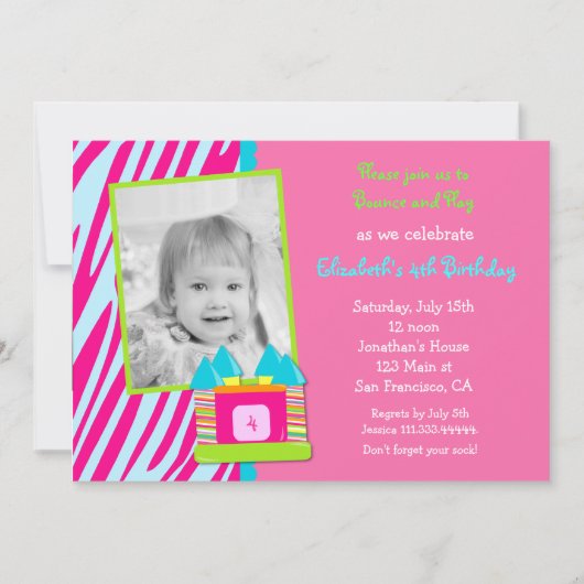 Invitation à la fête d'anniversaire de Bounce Hous (Devant)
