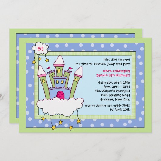 Invitation à la fête d'anniversaire de Bounce Hous (Devant / Derrière)