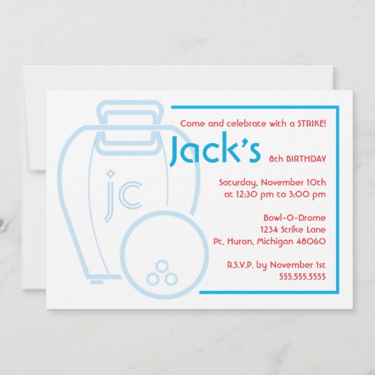Invitation à la fête d'anniversaire de Bowling (Dos)