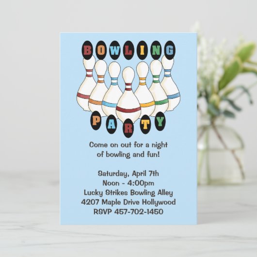 Invitation à la fête d'anniversaire de Bowling (Debout devant)