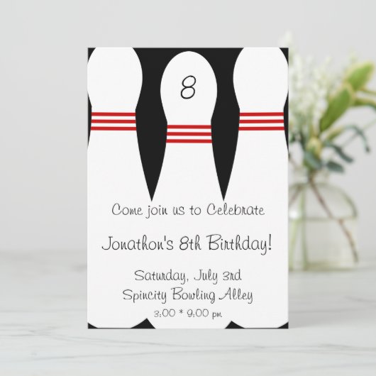 Invitation à la fête d'anniversaire de Bowling (Debout devant)