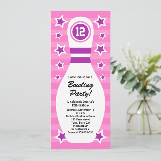 Invitation à la fête d'anniversaire de Bowling pin (Debout devant)