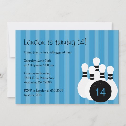 Invitation à la fête d'anniversaire de Bowling - r (Devant)