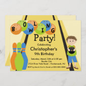 Invitation à la fête d'anniversaire de Bowling Ret (Devant / Derrière)
