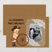 Invitation à la fête d'anniversaire de Boy's Cowbo (Devant / Derrière)