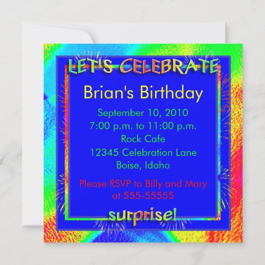 Invitation à la fête d'anniversaire de Bright Surp (Dos)
