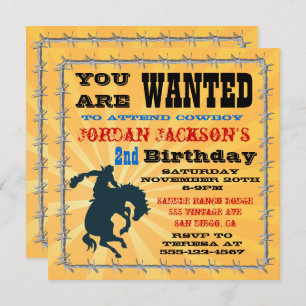 Invitation à la fête d'anniversaire de Bronco Cowb