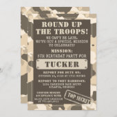 Invitation à la fête d'anniversaire de Camo, Armée (Devant / Derrière)