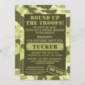 Invitation à la fête d'anniversaire de Camo, Armée (Devant / Derrière)