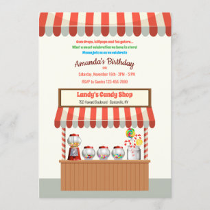 Invitation à la fête d'anniversaire de Candy Bar