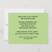 Invitation à la fête d'anniversaire de Candy Kid (Dos)