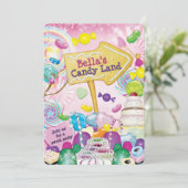 Invitation à la fête d'anniversaire de Candy Land (Debout devant)