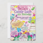 Invitation à la fête d'anniversaire de Candy Land (Dos)