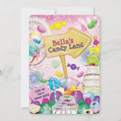 Invitation à la fête d'anniversaire de Candy Land (Devant)
