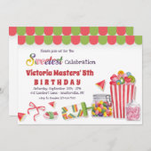 Invitation à la fête d'anniversaire de Candy Lane (Devant / Derrière)