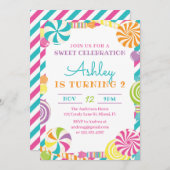 Invitation à la fête d'anniversaire de Candy Lolli (Devant / Derrière)