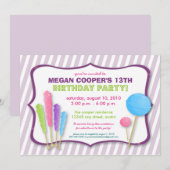 Invitation à la fête d'anniversaire de Candy Shopp (Devant / Derrière)