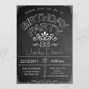 Invitation à la fête d'anniversaire de Chalkboard