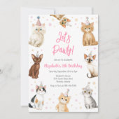 Invitation à la fête d'anniversaire de chaton Let' (Devant)