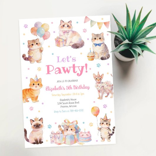 Invitation à la fête d'anniversaire de chaton Let'