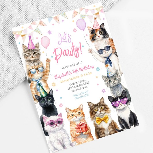 Invitation à la fête d'anniversaire de chaton, Let