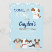 Invitation à la fête d'anniversaire de chiot bleu (Devant / Derrière)