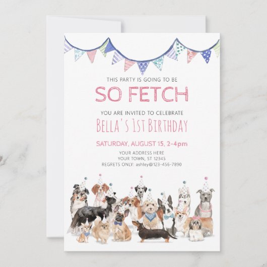 Invitation à la fête d'anniversaire de chiot So Fe (Devant)