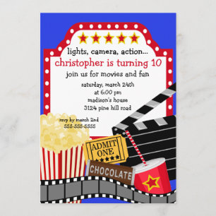 Invitation à la fête d'anniversaire de cinéma