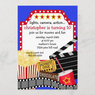 Invitation à la fête d'anniversaire de cinéma