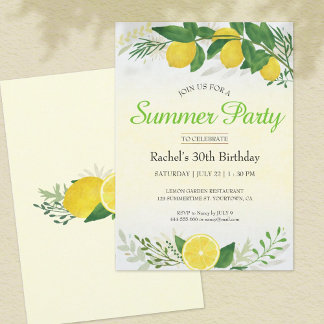 Invitation à la fête d'anniversaire de citron