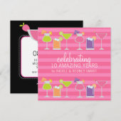 Invitation à la fête d'anniversaire de cocktails (Devant / Derrière)