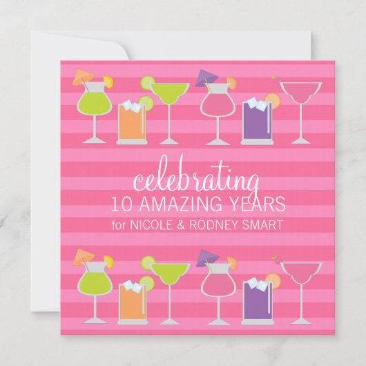 Invitation à la fête d'anniversaire de cocktails (Devant)